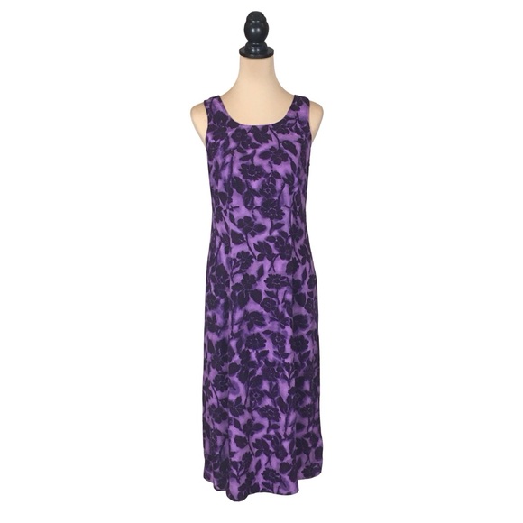 Caroline Wells Dresses & Skirts - Caroline Wells Vintage Purple Floral Sleeveless Maxi Dress, Petite 12